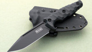 Rafal Kolakowski Venom Custom Tactical Fighter Fixed Blade Black Cerekote Kydex Sheath Becut steel Built to last.